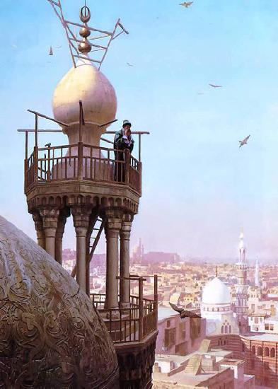 Jean-Leon Gerome A Muezzin Calling from the Top of a Minaret the Faithful to Prayer Spain oil painting art